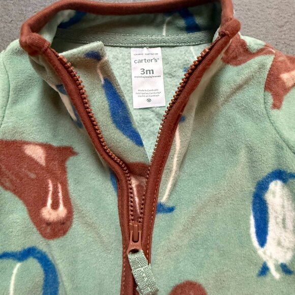 Carter's - Full Zip Baby Penguin/Walrus Fleece Jumpsuit/Pajamas - 3 months - Picture 2 of 3